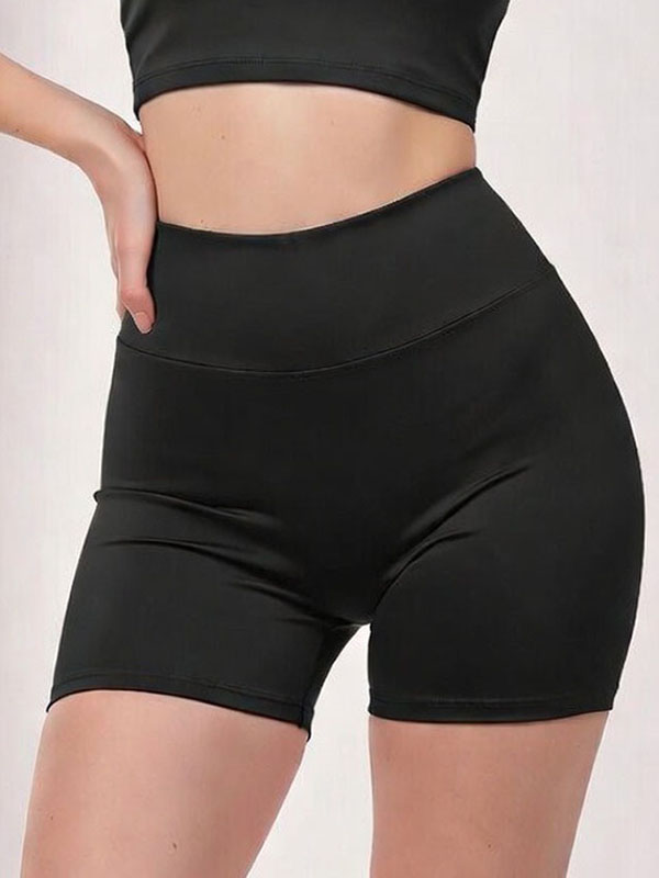 Shorts Fitness Feminino Preto Cós Alto em Lycra